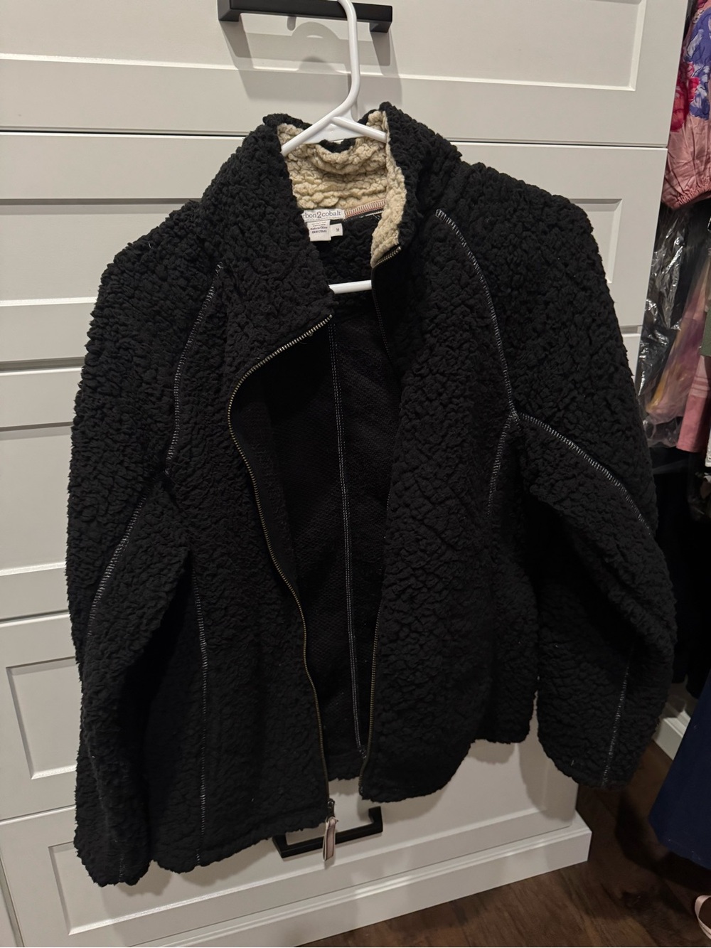 CozyBlack Sherpa Zip-Up Jacket -medium